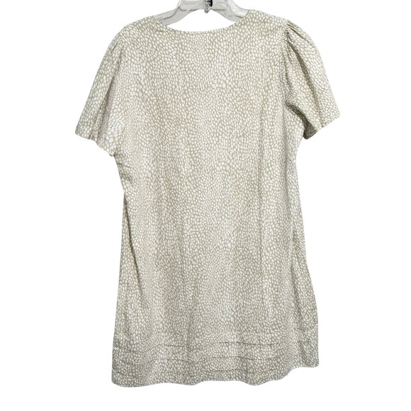 Nicole Miller Original Ivory & Tan Short Sleeve V-Neck Dress - Size XL - Picture 9 of 10